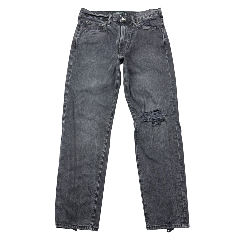 Abercrombie & Fitch Vintage Stretch 90s Straight Distressed Jean Black 31W 30L